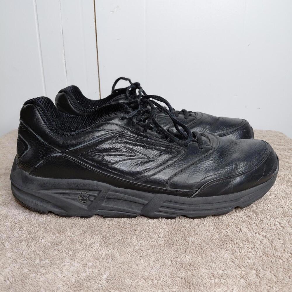 Brooks Shoes Mens Size 14 Addiction Walker Triple Black Leather Walking Ortho